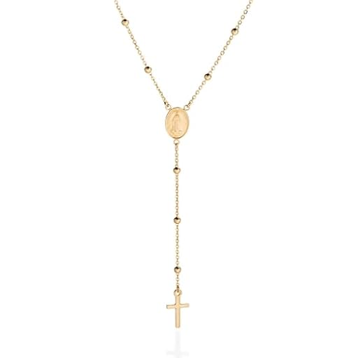 QUADRI - Collar Rosarios de Oro sobre Plata 925 - Rosario de Plata con Cruz y Medalla Virgen Milagrosa - Colgante 48 cm - Made in Italy | Ya disponible en tu tienda friki favorita! En mundofriki.es!