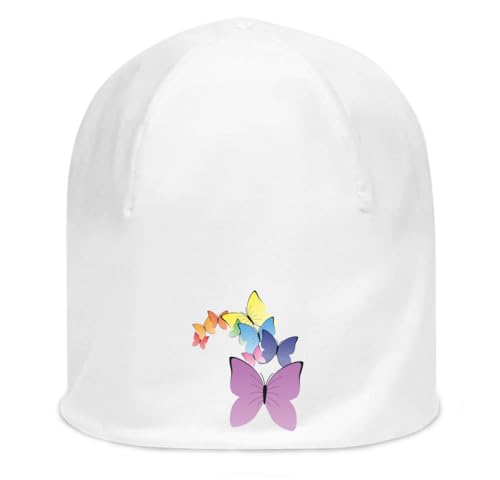 Bonnet slouch blanc papillon en coton extensible mince pour adulte taille unique style minimal art