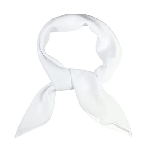 WESTEND CHOICE Foulards carrés en mousseline de soie pour femme - Écharpe unie rétro des années 50 - Bandana léger - 65 x 65 cm, blanc, Taille unique