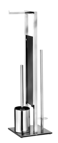 WENKO Stand WC-Garnitur Mod. Rivalta, mit integriertem Toilettenpapierhalter und WC-Bürstenhalter, in rostfreier Edelstahl-Qualität, 23 x 70 x 18 cm, Silber glänzend WENKO Stand WC-Garnitur Mod. Rivalta, mit integriertem Toilettenpapierhalter und WC-Bürstenhalter, in rostfreier Edelstahl-Qualität, 23 x 70 x 18 cm, Silber glänzend
