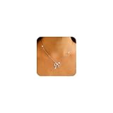Jean Beau Silver Bow Pendant Necklace for Women, Trendy Bow Chain Cubic Zirconia Necklaces Fashion Jewelry Gift