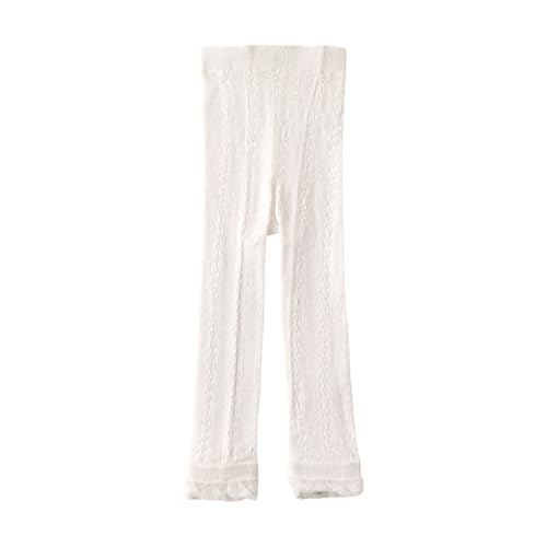 Montesy Girls Breathable Cotton Leggings for Daily Comfort 1-6 Years Baby Tights Stretch Cropped Pants Elastic Bottoms, White, X-Large