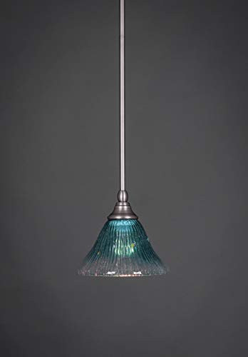 Toltec Lighting 23-Bn-458 Stem Mini-Pendant Light Brushed Nickel Finish With Teal Crystal Glass, 7-Inch #TOP1