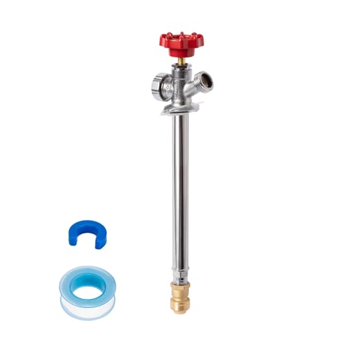 SUNGATOR Push Fit Frost Free Sillcock, 10" Anti-Siphon Hydrant, 3/4-Inch Hose Bibb x 1/2-Inch Push Adapter, No Lead Brass Valve with Tape & Disconnect Clip, Push-to-Connect