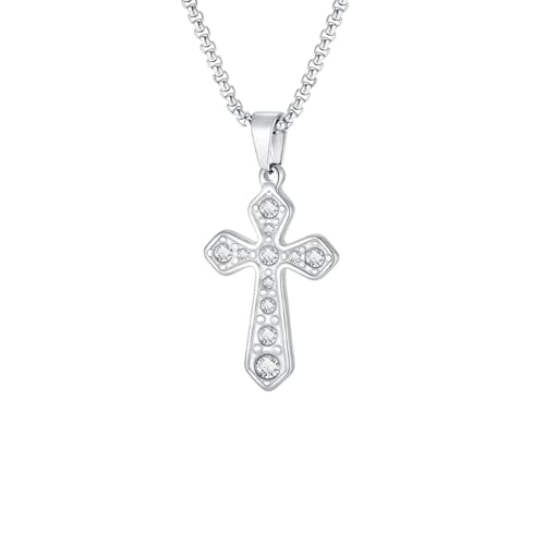 Collier croix religieuse en zircon pour homme chaîne et pendentif amulette de prière