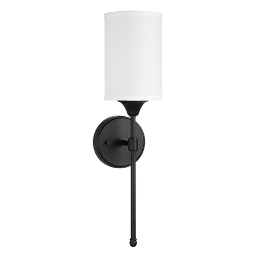 XiNBEi Lighting Wall Sconce Lighting, Classic 1 Light Black Bathroom Sconce Vanity Light with Fabric Shade for Corridor Bedroom & Living Room XB-W1260-MB by XiNBEi Lighting - Image 7