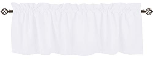 Native Fab Set Of 2 Valance Curtains For Windows 54"X18" For Living Room Bedroom Kitchen Windows Bathroom, Farmhouse Vintage Curtain Valances Rod Pocket - White #TOP5