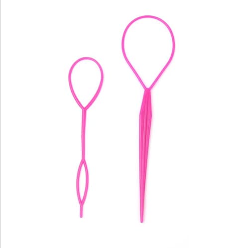 1 juego de 2 piezas de plástico Magic Hair Braid Ponytail Maker Clip Tool Simple DIY Hair Style Accesorios Styling rosa