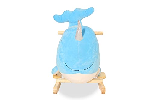 Aiman – Schaukeltier Delphin – Schaukelspielzeug aus Plüsch und Holz zum Aufsitzen, Geeignet für Kleinkinder… – Bild 4