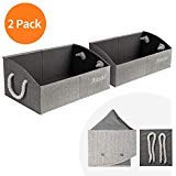 Aitsite 2 Pcs Large Fabric Storage Bins Baskets Foldable Closet Storage Bins Trapezoid Closet Baskets Organizer Storage Boxes Dorm Room Essentials (Gray)