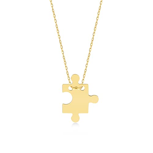 Gelin 14k Solid Gold Puzzle Piece Necklace for Women
