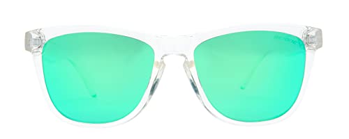 Image of PZ - Clear Frame Polarized Square Sunglasses Women Men - UV Protection Color Mirror Lens- Retro Sports Beach