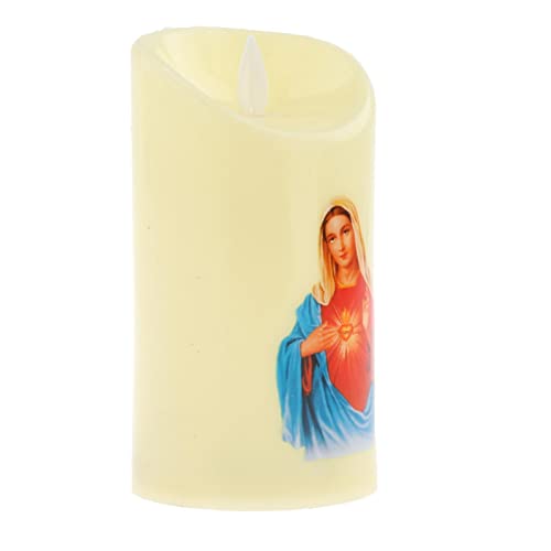F Fityle Candela elettronica a batteria senza fiamma a batteria a colonna luminosa di candela votiva per la decorazione di chiese da interni, Sacro Cuore Femmina