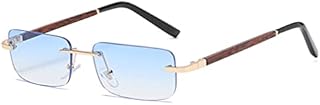 Long Keeper Rimless Rectangle Sunglasses - Square Vintage Tinted Glasses Unisex Transparent Small Retro Sunglasses for Women Men