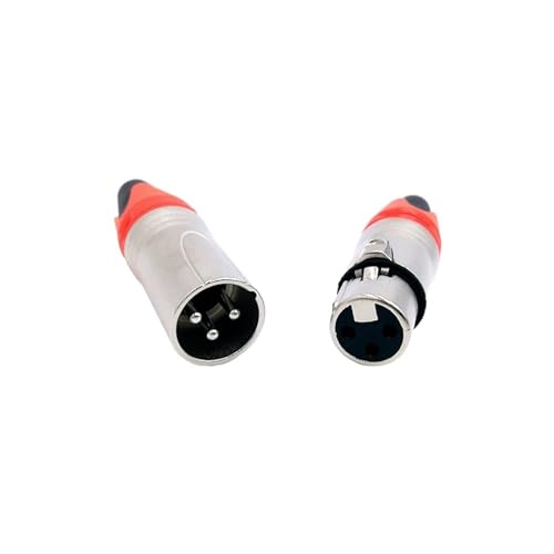 Conector de altavoz de 3 pines XLR hembra rojo para cableado de sonido balanceado, 10 uds 5
