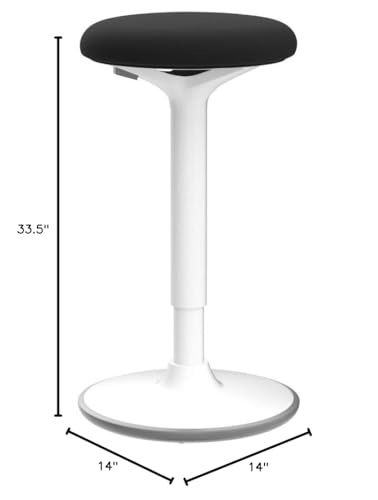 Image of Fully Luna Standing Desk and Task Stool - Ergonomic Balance Office Wobble Chair - Slip-Resistant Rubberized Base (White Base, Black Cushion)