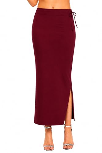 Image of Stretchable Cotton Saree Shapewear Petticoat for Women | Breathable Saree Shaper with Drawstring & Side Slits | Seamless Inskirt Petticoat for Saree Lehenga Gown | S-5XL