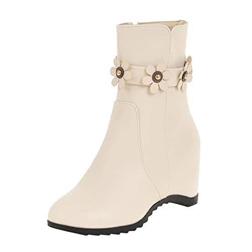 Bottes courtes tendance pour femme avec ornement floral et fermeture éclair élégante