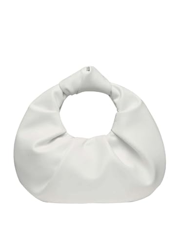 Verdusa Womens Ruched Evening Bag PU Leather Clutch Purse Trendy Small Hobo Handbag Wedding Guest Bags White One Size