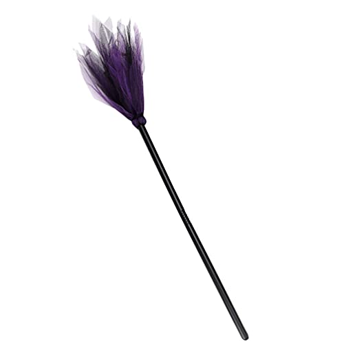VALICLUD Witch Broom Props for Kids and Toddlers 35.43 Inch Mesh and Plastic Cosplay Broomstick Halloween Costume Accessory for Party and Dress up