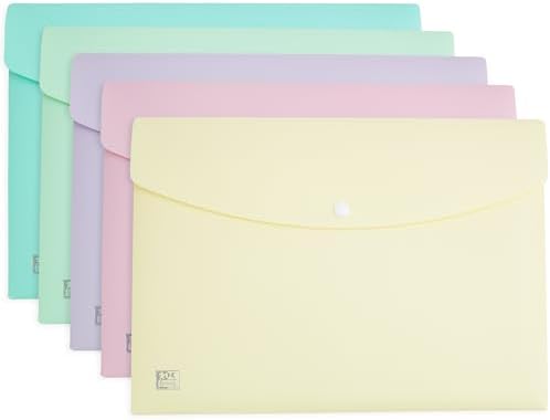 Oxford Lot de 5 porte-documents A5 en plastique transparent 5 couleurs