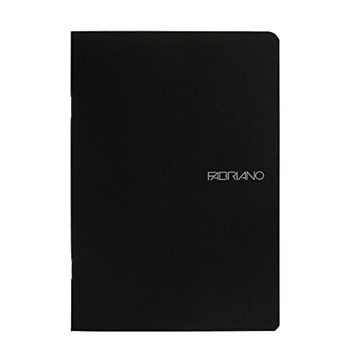 Fabriano EcoQua Notebook, Large, Staple-Bound, Blank, 38 Sheets, Black