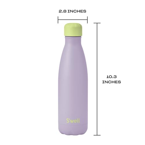 Image of S'well Stainless Steel Water Bottle, 17oz, Lilac Matcha, Triple Layered Vacuum Insulated Container Keeps Drinks Cold for 36 Hours and Hot for 18, BPA Free, Perfect for On the Go