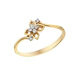 icedout 0.20 Ct Round Diamond Unique Flower Design Bypass Stacking Cluster Minimalist Wedding Engagement Ring For Women 14K Yellow Gold Plated 925 Sterling Silver Handmade Anniversary Jewelry