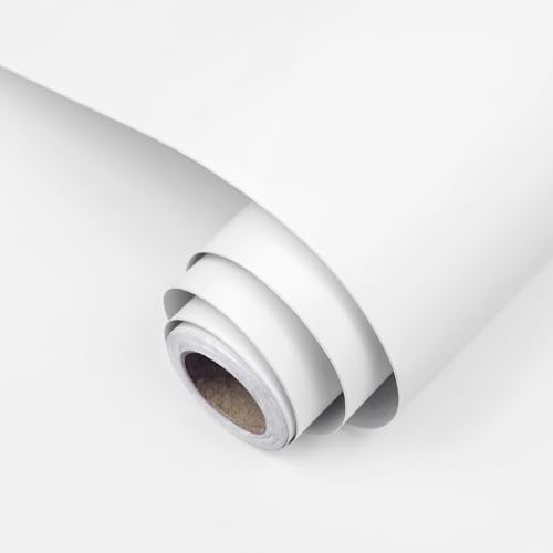 wishFIRE Weiße Selbstklebende Tapete 30cm X 200cm Weiße Verdicken Matt Wand Tapeten Moderne abnehmbare Selbstklebende Vinyl Tapete für Raumwände Regal Arbeitsplatten Schränke
