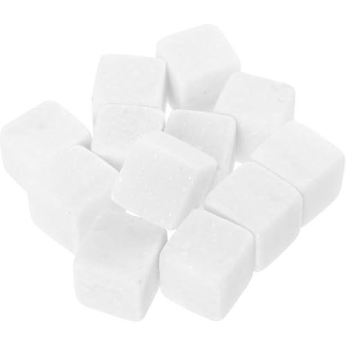 HIAKDOFT 12Pcs White 2X2X2Cm Reusable Whiskey Cooling Stones Wear-Resistant Ice Cubes for Household Wine Rocks Practical Bar Drink Accessories
