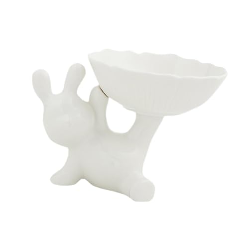 Statue de lapin avec plateau en céramique argent coupelle de rangement - 4