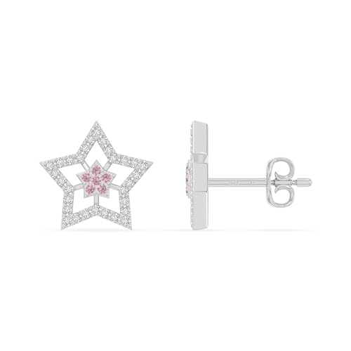 Natural Gemstone Star Stud Earrings for Women in 925 Silver/18K Yellow/Rose Gold Vermeil with Moissanite, Birthstone Jewelry Gifts for Her Birthday, Wedding Anniversary, Graduation, Christmas