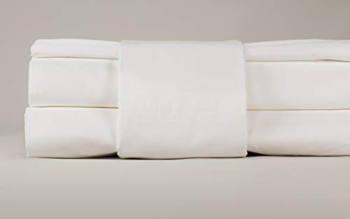 THOMAS LEE Percale Sheet Set - Crisp, Cool, Luxurious - 500 Thread Count, US-Grown Pima Cotton - Classic White, Cali King Sheets & Pillowcases