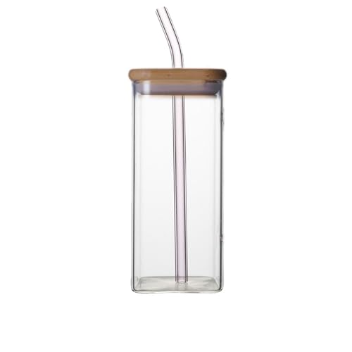 Vidrio termoestable horizontal de alto perfil con viento alto borosilicato taza de zumo de café de boca cuadrada Vaso de boca cuadrada (B, talla única)