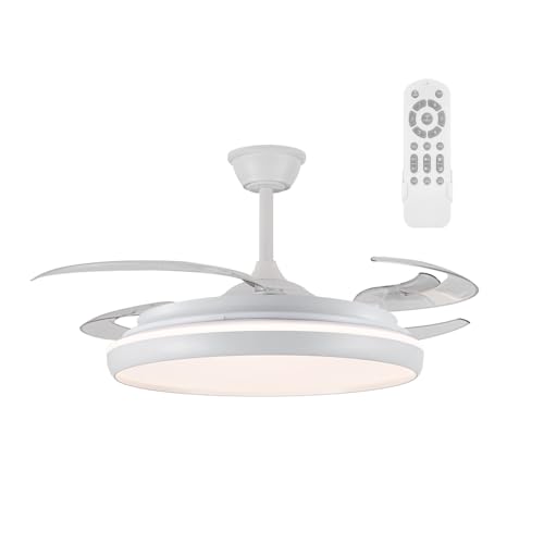 wonderlamp Ventilador LED con aspas retráctiles Michu L CCT Dim (80W)