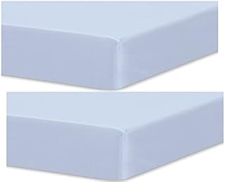 Dudu N Girlie - Cot Bed Fitted Sheets 140 x 70 Cotton Jersey - Hypoallergenic Toddler Bed Sheet Fully Elasticated Skirt Breathable Easy Care - Junior Bed sheets (Pack of 2, Blue)