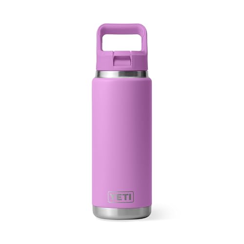 Image of YETI Rambler 26 oz Bottle, Vacuum Insulated, Stainless Steel with Color Matching Straw Cap