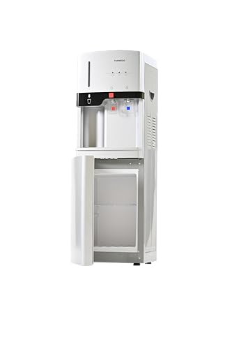 Tornado Water Dispenser TWD-L3CHE-S Top Loading, 2 taps (Hot & Cold) sleek silver finish built-in cup holder bottom cabinet storage durable eco-friendly design — perfect for home & office.