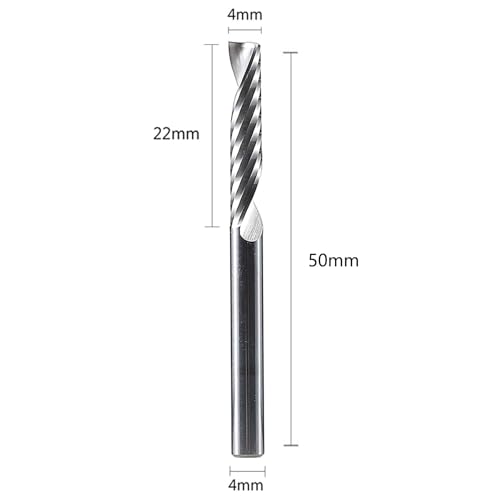 SpeTool 5 Stück Alu Fräser 4 mm (1/6) Schaft CNC Holz VHM 22mm Schnittlänge Schaftfräser für Aluminium und Kunststoff