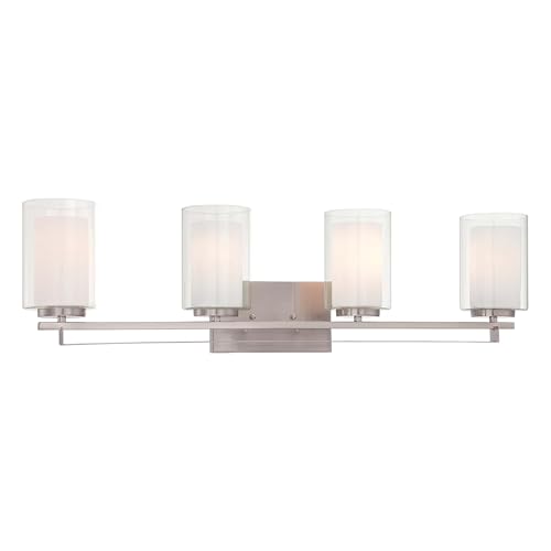 Image of Minka Lavery 6104-84 Parsons Studio Vanity Bath Light, 4-Light, 400 Total Watts, 32.5-in H x 8.75-in W, Brushed Nickel