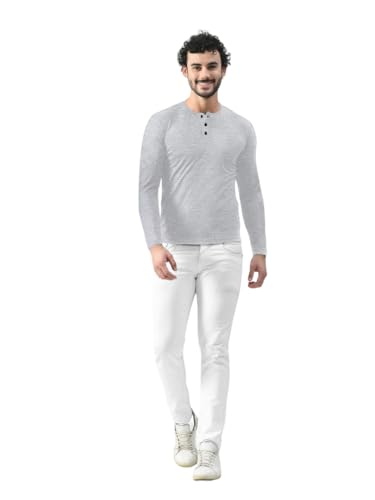 Image of Blisstone Men's Long Sleeve Henley T-Shirt with Button Placket | Soft & Comfortable Casual Wear