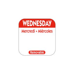 Wednesday 1" Square Removable Label Red