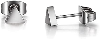 G23 Titanium Earrings Studs Triangle Earrings Matte Brushed, TGNEL Pure Titanium Helix Cartilage Tragus Earrings for Women Men, Hypoallergenic Earrings for Sensitive Ears