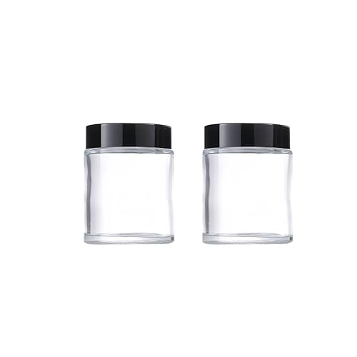 3.4 oz Clear Glass Jars with Lids & Inner Liner,2 Pcs 100g Small Glass Containers Reusable Travel Toiletries Container for Creams,Lotion,Ointmen,Makeup,Spice,Powders,Cosmetic