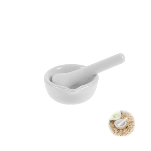 WILL LIKE Juego de mortero y maja, pequeño juego de mortero y maja de porcelana, tazón de cerámica para medicinas, mortero para pesto, apto para el hogar y el laboratorio(60 cm)