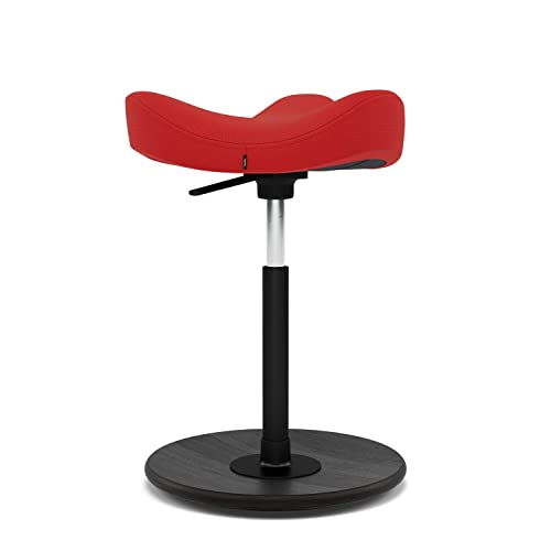 Image of Varier Move Tilting Saddle Stool, Height Adjustable Gaslift, Perfect for Any Height Adjustable Des, 10-Year Limited Warranty, Designed by Per Oye, Red /Black