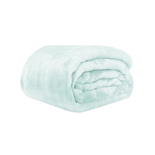 Acomoda Textil – Manta de Terciopelo Extra Suave, Cálida y Cómoda Ideal para Cama, Sofá Sillón y Viaje. Mantita Lisa de Coralina Ligera, Transpirable para Invierno. (Aguamarina, 130x160 cm)