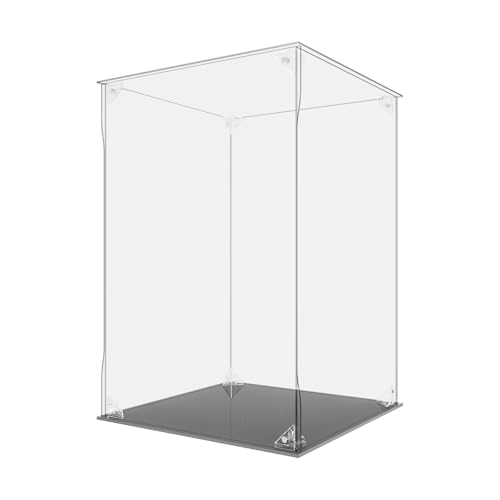 YFYUNDUDU 八番屋 フィギュアケース アクリル フィギュア収納 マグネット式 UVカットおもちゃの収納ボックス 高い透明度 収納ボックス 組み立て式 防汚れ手袋-クリーニングクロス付き フィギュアや小物の保護に最適 大切なコレクションを美しく飾る (幅20 × 奥行20 × 高さ30 cm 台座: 黒)