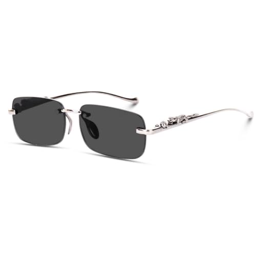 Image of IFLASH UV Protected Retro Rectangular Rimless Sunglasses for Men and Women