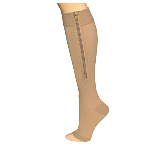 image for Truform Zipper Compression Stockings, 15-20 mmHg Medical Socks, Women 